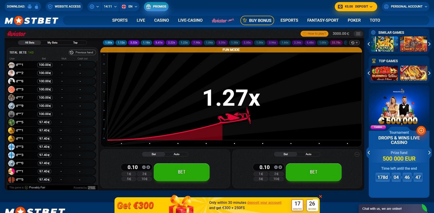 Estabelecimento de jogos Mostbet em Portugal - 300 EUR na sua conta